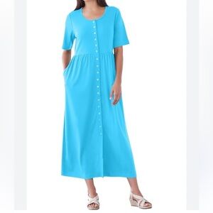 Woman Within Women's Plus Size 18-20 Button-Front Essential Dress Pocket…